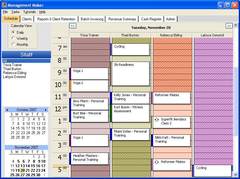 client schedule template