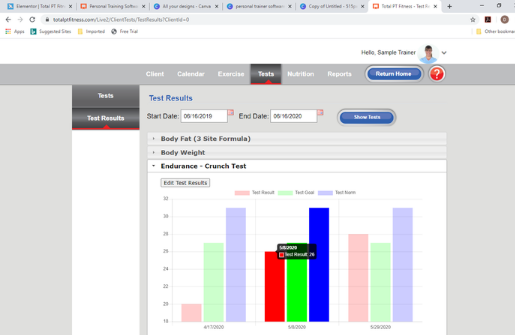 Personal trainer software